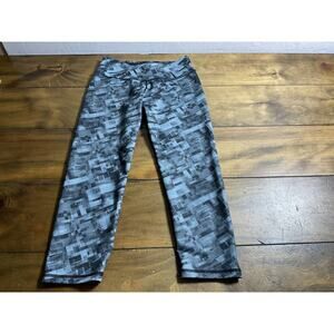 PRANA WOMEN'S CAPRI ATHLETIC LEGGINGS GREY GEOMETRIC SZ SM